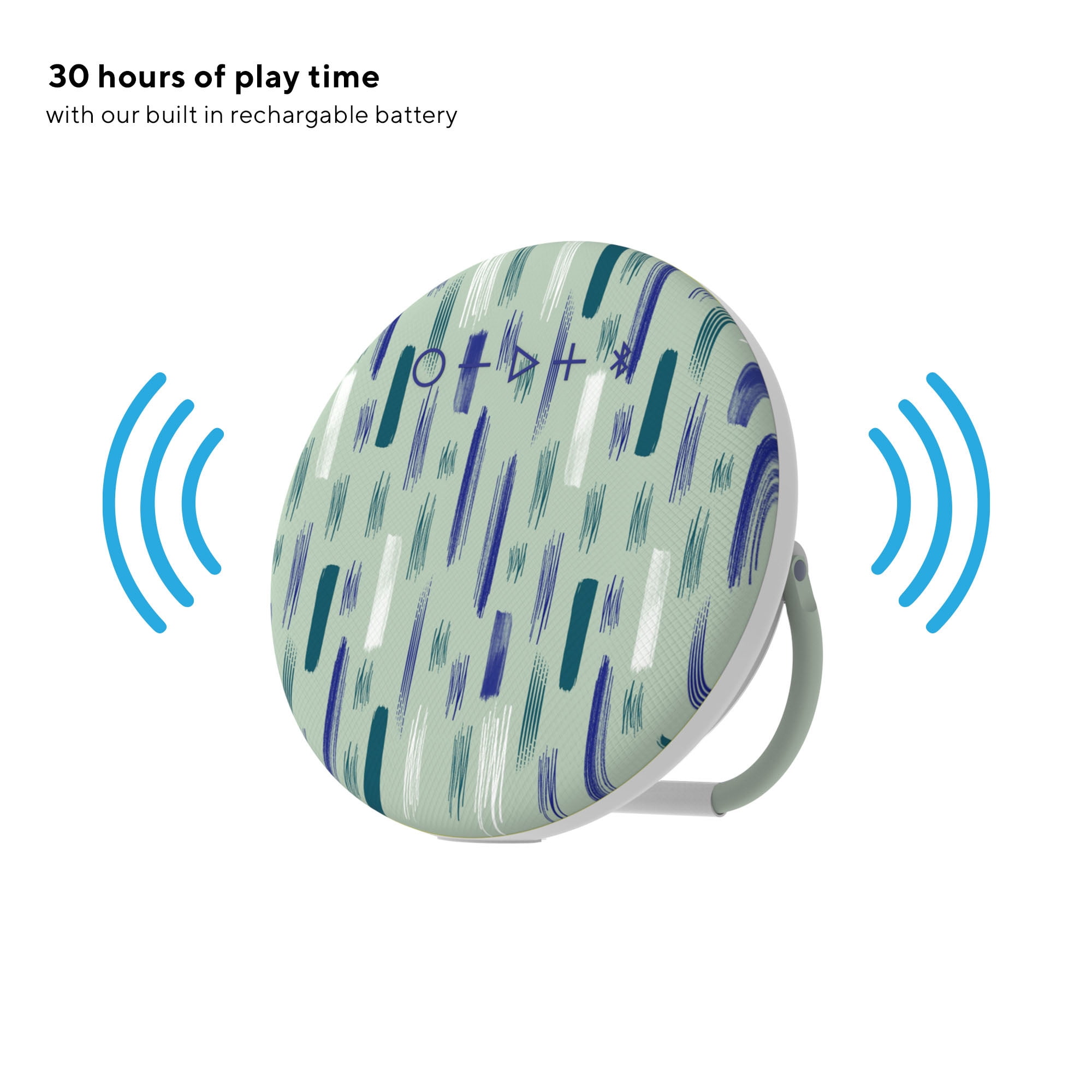 onn. Portable Bluetooth Speaker | IPX4 Water Resistant | Round Wireless Speaker, Moss Brushstrokes