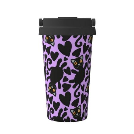 

KLL Cartoon Black Cats Pattern Stainless Steel Vacuum Insulated Tumbler - Carry Insulated Coffee Mug - Reusable Insulated Cold Brew Iced Coffee Cup Thermos