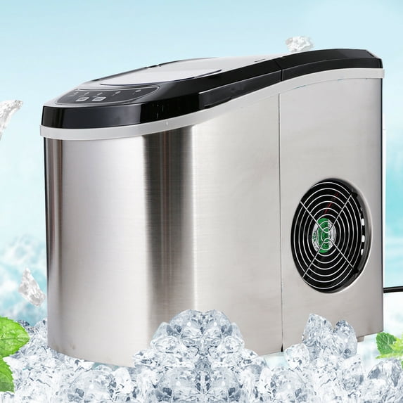 Ice Maker, Ice Cube Maker Portable Commercial Household Cube Countertop Stainless Steel