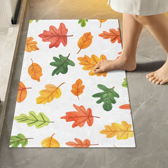 Yayeee Bath Rug for Bathroom Floor Non Slip Rectangle Fluffy Soft Absorbent Mat, 16"x24", Green Leaves