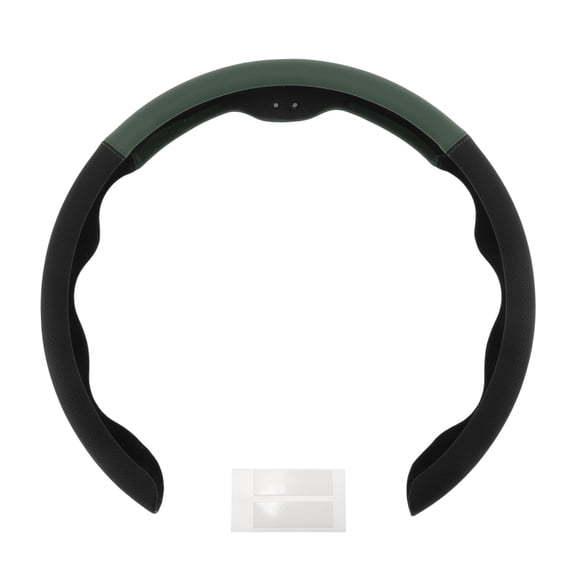 PU Artificial Leather Steering Wheel Cover ABS Car Steering Wheel Protector Black Dark Green 1Pc
