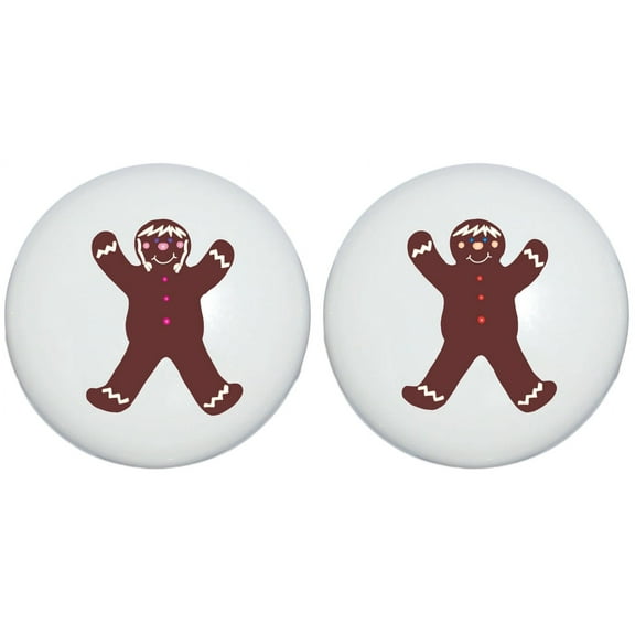 Gingerbread Man Christmas Drawer Knobs Holiday Decor Ceramic Cabinet Pulls (Set of Two)