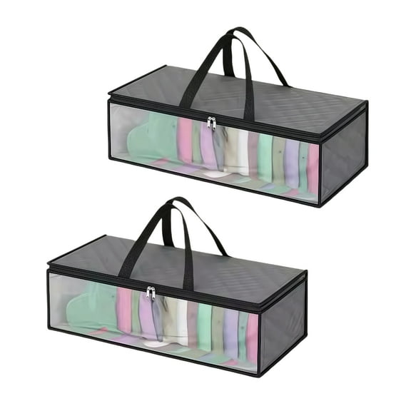 Baseball Cap Organizer - 2 Pack Heavy-Duty Storage Bag, Holds 20 Hats | Dust & Moisture Proof Foldable Case w/Handles for Closet, Travel (Grey)