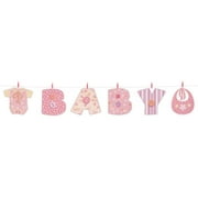 Pink Stitching Baby Shower Clothesline Banner