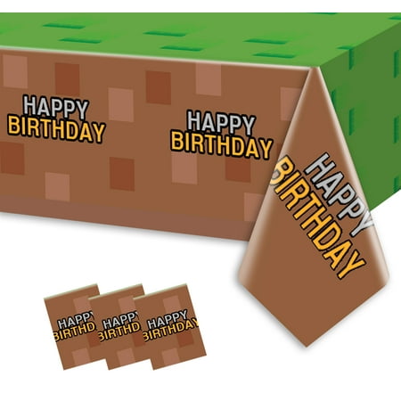 

3pcs Pixel Game Party Tablecloths 274x137cm Build Discover Sandbox Game Video Theme Celebration Event Decorations Gamer Boys Birthday Dessert Table Decor Disposable Table Cloths