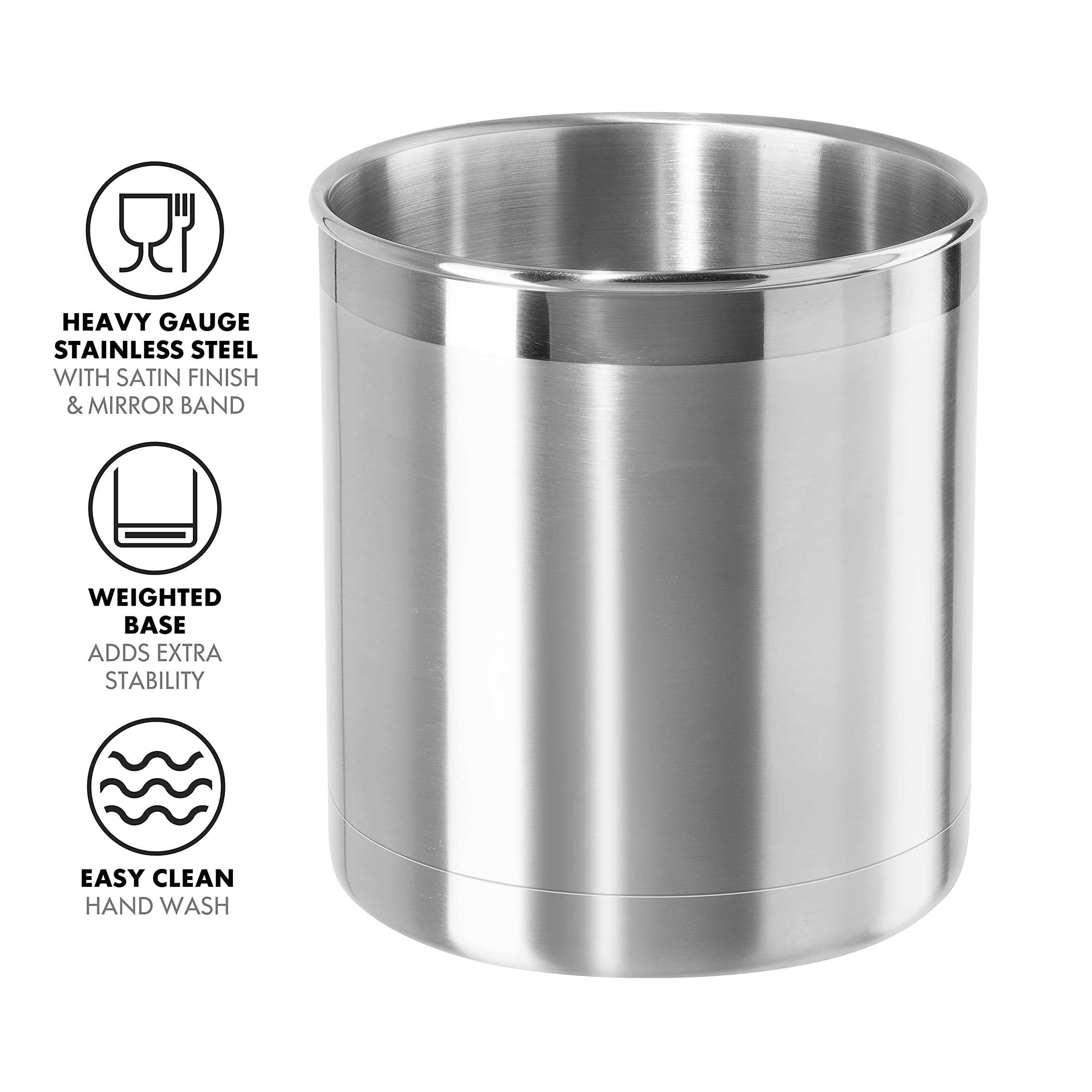 Cook N Home Stainless Steel Utensil Holder Jumbo 2PC Set, 5.5-inch x  6.3-inch and 6.3-inch x 7.08-inch, Silver