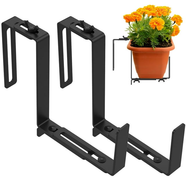 EASTIN 2Pcs Jardinière Boîte Supports 16.5-23cm Réglable Fenêtre Boîte Supports Robuste Robuste Robuste Jardinière Boîte Porte-Fenêtre Réutilisable Boîte Cintre Minimaliste Facile à Installer pour Patio Extérieur Garde