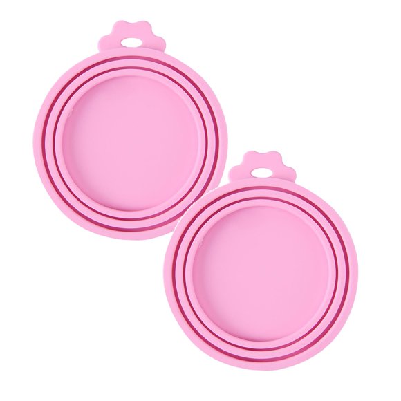 Oleegame 2PC Kids Snack Boxes For School Silicone Fresh Keeping Cover Pet Can Cover Cat Food Dog Food Universal Three In One Proof Sealed Fresh Keeping Cover Red