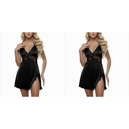 2 Pack Steel Lingerie Ring Sleepwear Fashion Lace Underwear Garter Pajamas Peignoir Nightgown Negligee Short Sleeve Christmas Pajamas for Couples Lingerie for Women And Lingerie Robe for