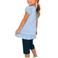 thumbnail image 5 of ZOYOEN Girls Ruffle Cotton T Shirts- Short Sleeve Casual Summer Soft Kids Fashion Tops Light Blue Size 14, 5 of 8