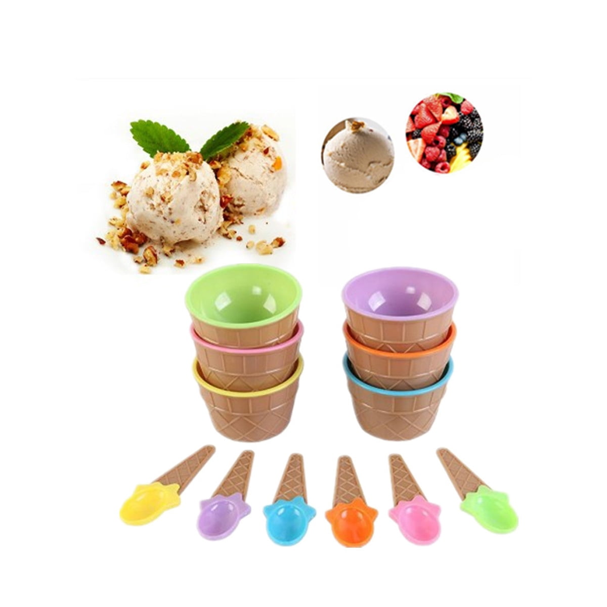 HZKAICUN Ice Cream Bowls and Spoons Ice Cream Cups for birthday party