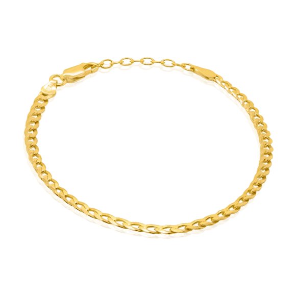 Mercie Sterling Silver Gold Vermeil Gold 4.3 mm Flat Curb Chain Bracelet, Everyday Jewellery for Women