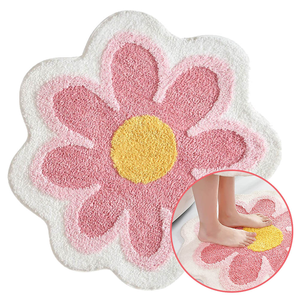 Rug Flower Shaped Bath Mat for Bathroom Non Slip Carpet Flower Floor Mat Absorbent Bath Rugs