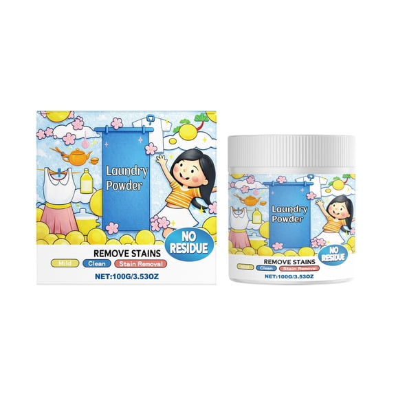 Laundry Powder Stain Remover, Powerful Oxygen Stain Cleaner for Clothes, Tableware & Multi-Surface Cleaning, 3.53 OZ