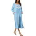thumbnail image 2 of INSPIRE CHIC Women's Nightgown Long Sleeve Ruffle Night Shirt Sleepwear with Pockets L Blue, 2 of 6