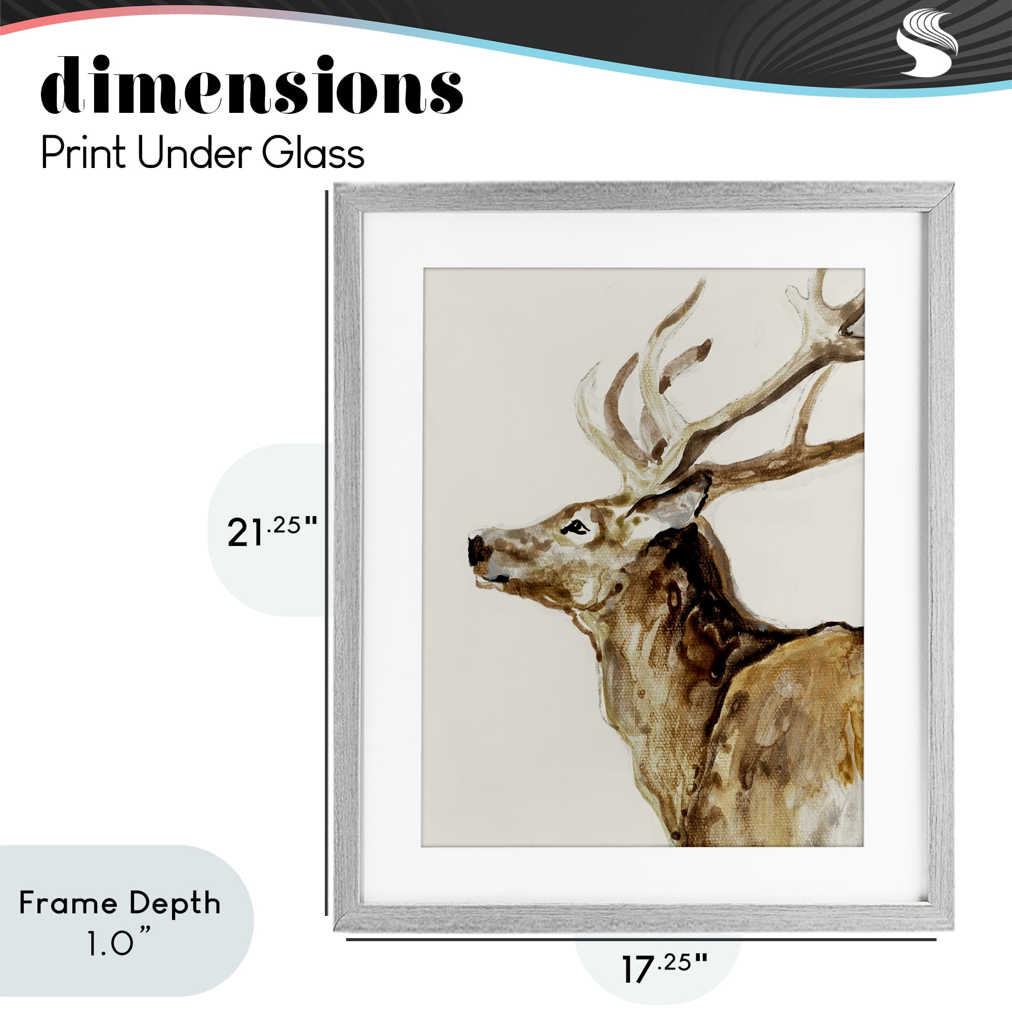 Stupell Industries Deer Portrait Profile View Gray Framed Print Under Glass, design by Lorenzo Collective