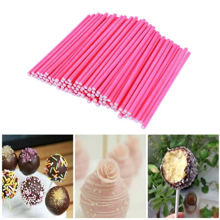 ibasenice 100Pcs Rosy Cake Sticks for Chocolate Lollipops and Party Treats