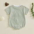 thumbnail image 4 of UngA Newborn Baby Boy Girl Summer Outfit Striped Bubble Romper Waffle Farm Tractor Infant Short Sleeve Bodysuit Country Clothes (Green,12-18 Months), 4 of 7