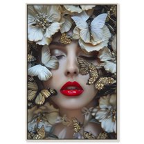 Madama Butterfly Canvas Floral Collage Wall Art by Art Remedy, Silver Frame, 30" x 45"