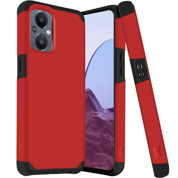 For OnePlus Nord N20 5G Ultra Slim Corner Protection Shock Absorption Hybrid Dual Layer Hard PC   TPU Rubber Armor Cover ,Xpm Phone Case [ Red ]