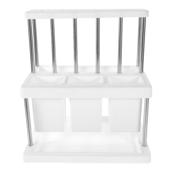 FRCOLOR  Silverware Organizer Compartment Cutlery Holder Multipurpose Spatula Rack Utensils White