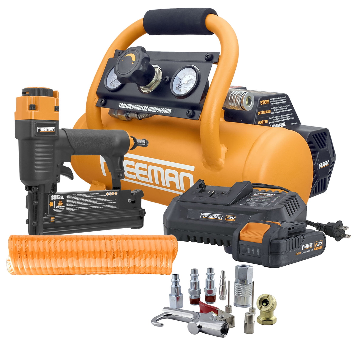 Freeman PE1GCCK Cordless Air Compressor, Finish Nailer and Accessories