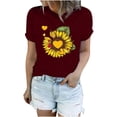 thumbnail image 2 of Pompotops T-Shirt Décontracté Aguichant Mode Été Col Rond Imprimé Manches Courtes Ample pour Femmes, 2 of 3