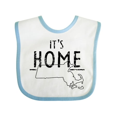 

Inktastic It s Home- State of Massachusetts Outline Distressed Text Gift Baby Boy or Baby Girl Bib
