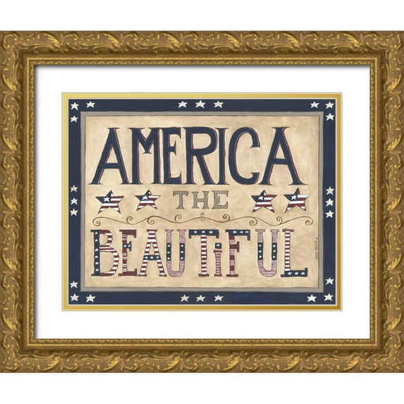 Shamp, Cindy 14x12 Gold Ornate Wood Framed with Double Matting Museum Art Print Titled - America the Beautiful