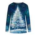 thumbnail image 4 of HOMBOM Womens Tops Long Sleeve Casual Christmas Xmas Vintage Snowman Blue Blouse for Female, 4 of 5