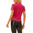 thumbnail image 3 of INSPIRE CHIC Haut en Velours à Paillettes pour Femme, Col Rond, Manches Courtes, Blouse de Soirée/Boîte de Nuit, P Rose Vif, 3 of 6