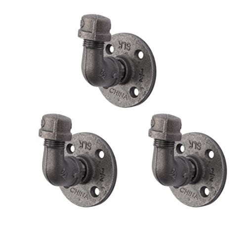 Bronze Finish - 3 Pack GoYonder Industrial Towel Hook Rack Iron Pipe Hanger Mounting Hardware Included 