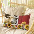 thumbnail image 4 of Sheep Flowers Pillow Covers, Linen Long Throw Pillow Case, Country Red Barn Botanical Sunflowers Holiday Pillow Protector Decorative Cushion Cover for Living Room/Bedroom 20" x 36", 4 of 8