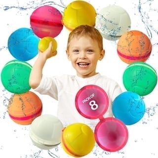 Legacy Kids Reusable and Refillable Water Balloons, Self-Sealing, 8 Count Bath Toys