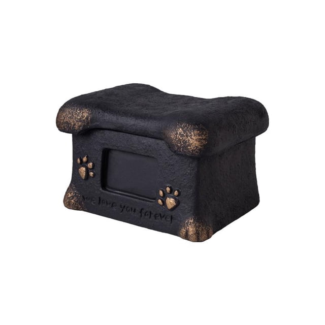 Almencla Urne Commémorative en Forme d'Os pour Animaux de Compagnie, Funérailles Extérieures pour Chat et Chien, Rangement des Cendres, Noir