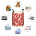thumbnail image 6 of Kll Flowers Red Beige Waterproof Foldable Laundry Hamper Bucket With Handles For Storage Bin,Kids Room,Home Organizer (Medium), 6 of 8