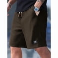 thumbnail image 4 of Mens Shorts with Pockets and Drawstring Jacquard Texture Casual Men's Shorts Waffle Knit Short, Brown, M, 4 of 5