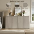 thumbnail image 4 of SICOTAS 66.3"W Large Kitchen Sideboard Buffet Cabinet with 4 Fluted Doors & Adjustable Shelves, Oversized Console Cabinet with Storage for Living Room, Coffee Bar Station for Dining Room, Light Grey, 4 of 10