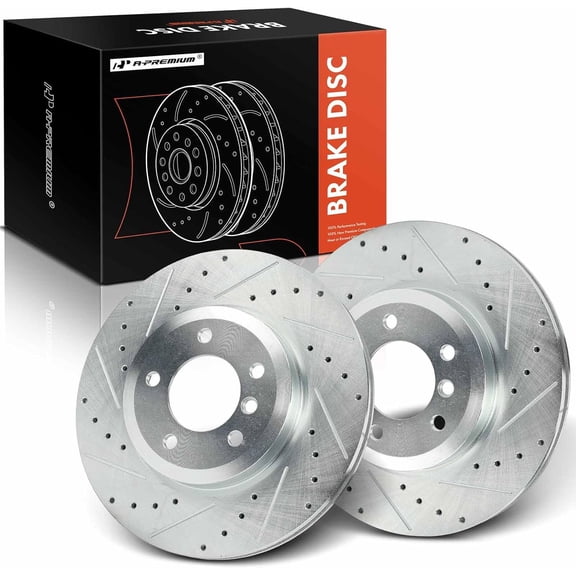A-Premium 12.78 inch (324.7mm) Front Drilled and Slotted Disc Brake Rotors Compatible with Select BMW Models - 330Ci 2001-2006, 330i 2001-2005, 330xi 2001-2005, Z4 2006-2008, 2-PC Set