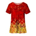 thumbnail image 4 of SMihono Hauts pour Femmes Été Chic Décontracté T-shirt Manches Courtes Col Rond T-shirt Imprimé Floral T-shirt Blouse Cadeau pour Femmes T-shirt Oversize pour Femmes 2023, 4 of 7