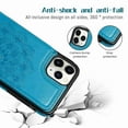 thumbnail image 2 of Dteck Wallet For iPhone 11 Pro with Card Holder, Embossed Mandala Pattern Flower Premium PU Leather Double Magnetic Buttons Flip Shockproof Protective Case, blue, 2 of 5