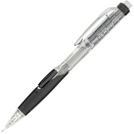 Twisted Smoke Pentel .7mm Twist-Erase Click Mechanical Pencil - #2 Lead - 0.7 mm Lead Diameter - Refillable - Smoke Lead - Black, Transparent Barrel - 1 Each ()