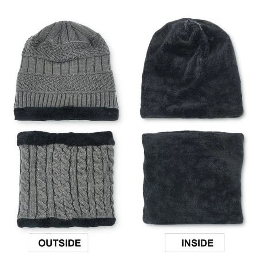 Viworld Winter Beanie Hat Scarf Set Warm Knit Hat Thick Knit