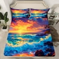 thumbnail image 2 of Erosebridal Coastal Ocean Sheet Set Twin, Sea Waves Bedding Sets Twin Size, Beach Sunset Decor 3 Pieces, 2 of 7