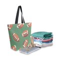 thumbnail image 2 of FORMRS Womens Canvas Tote Bag with Zipper Inner Pocket Shoulder Handbag, Green American Footballs, 2 of 7