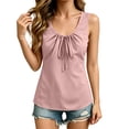 thumbnail image 2 of Ruimatai Womens Casual Sleeveless Tank Tops V Neck Drawstring Ruched Shirts Loose Fit Curved Hem Summer Blouses, 2 of 6