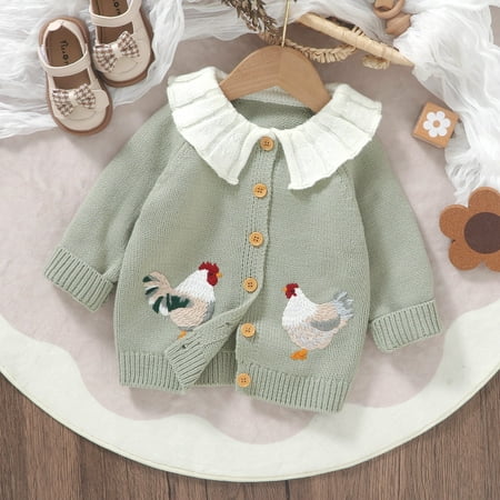 

Toddler Girls Sweaters Autumn And Winter Cute Long Sleeve Warm Jacket Cotton Knit Cardigan Button Down Coat Outwear