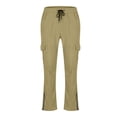 thumbnail image 6 of Dagugfen Mens Pants Fall Winter Flare Leg Elastic Waist Drawstring Side Zipper Casual Cargo Sports Pants Pockets, 6 of 8