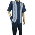 thumbnail image 3 of Men Silversilk 2pc Walking Leisure Matching Suit Italian Woven Knits 71003 Navy, 3 of 10