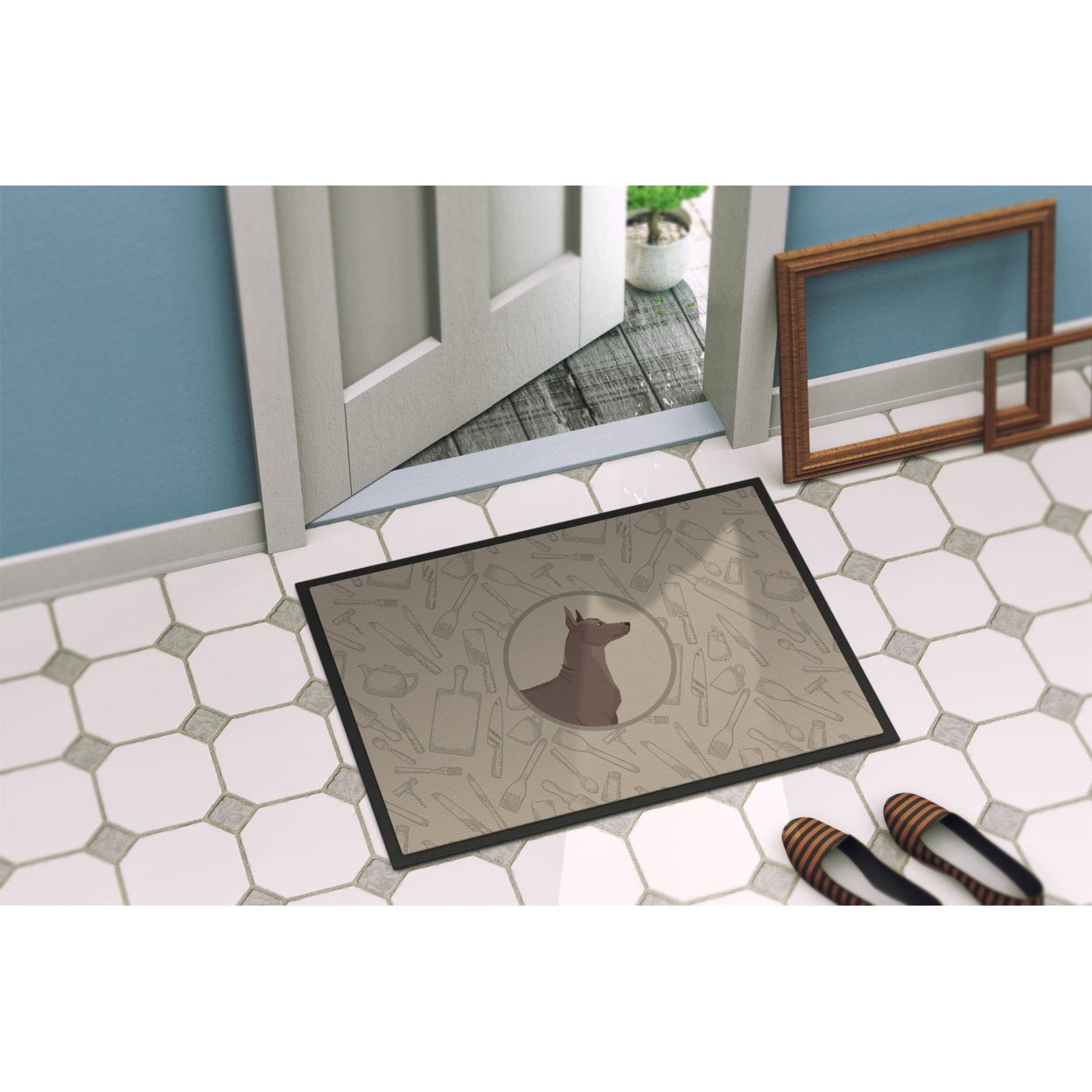 Carolines Treasures CK2217JMAT Mexican Hairless Dog Xolo In the Kitchen Door Mat Indoor Rug or Outdoor Welcome Mat 24x36